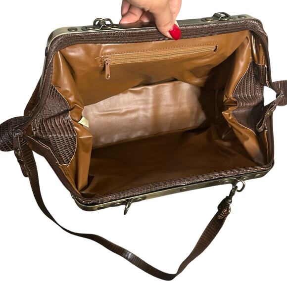 Vintage Brown Faux Ostrich Leather Purse - Picture 5 of 5